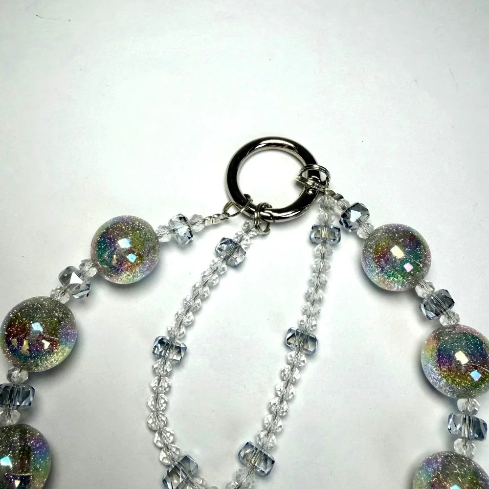 Fairycore‎ Iridescent Glitter Butterfly Beaded Bag Charm Keychain Y2K Whimsical